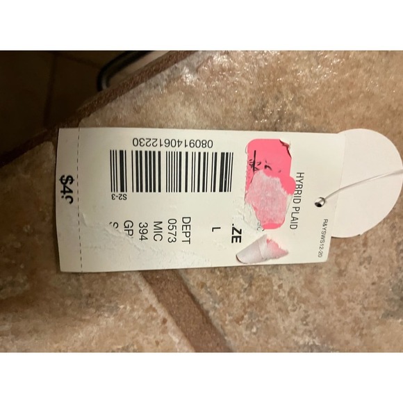 Roundtree & Yorke NWT Swimming Trunks Zip Up Plaid  Large Lined Mesh Pink Blue - Picture 6 of 11